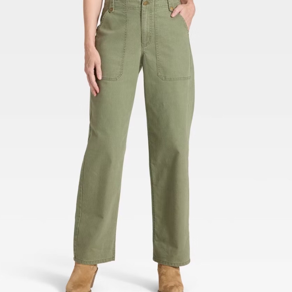 Universal Thread Olive Green Straight-Leg Utility Pants